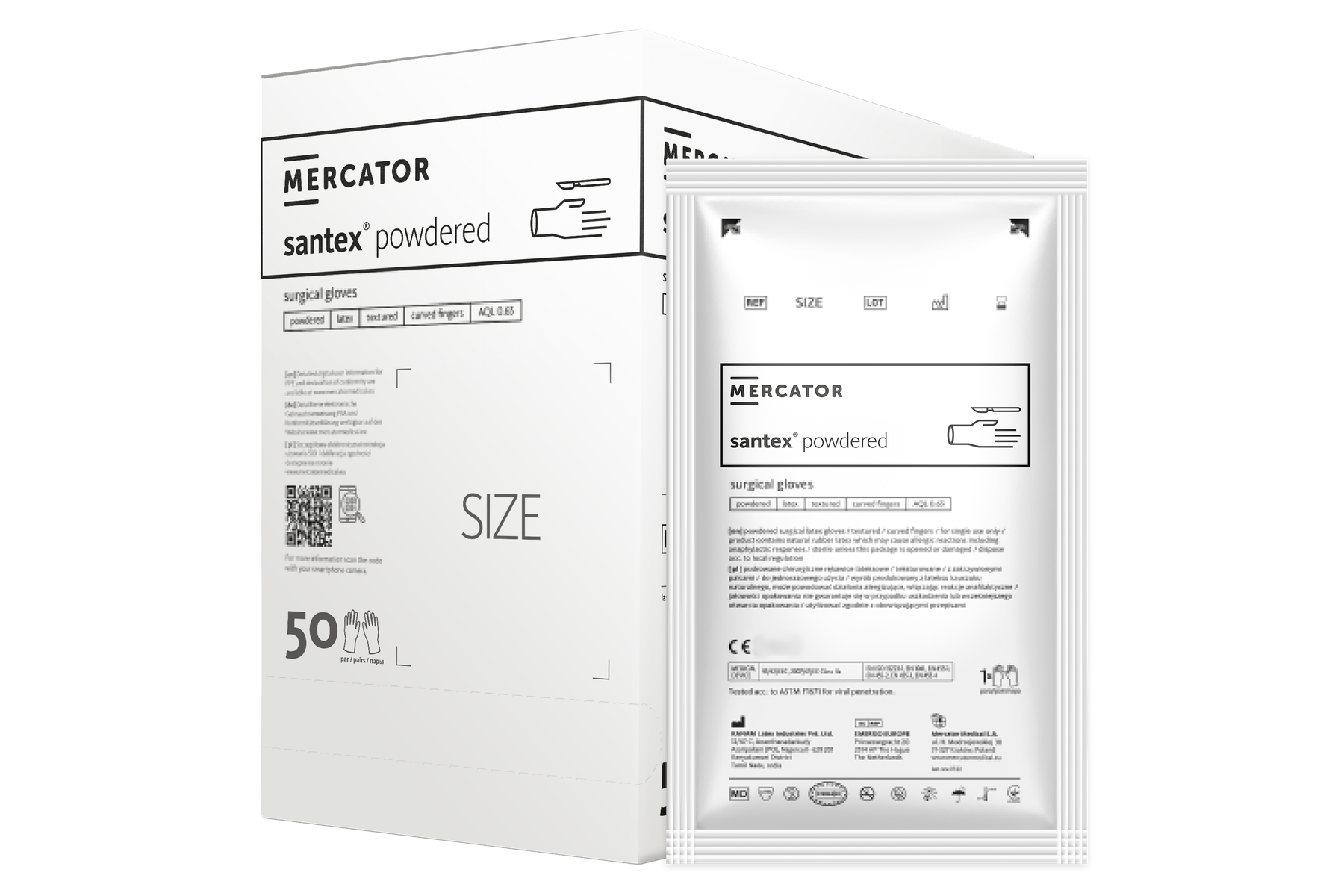 Рукавички латексні хірургічні стерильні припудрені Santex® powdered 7.0 Mercator Medical